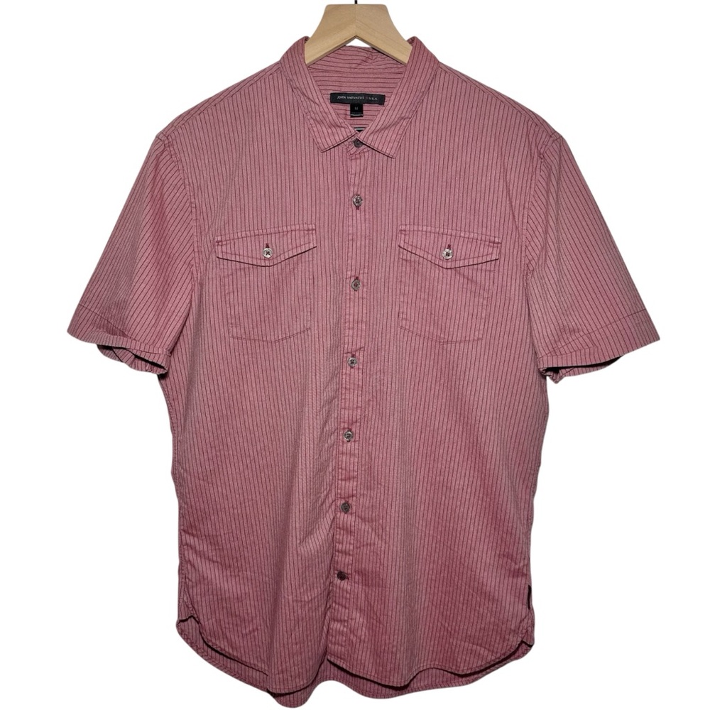 John Varvatos Striped Button-Up Shirt in Red